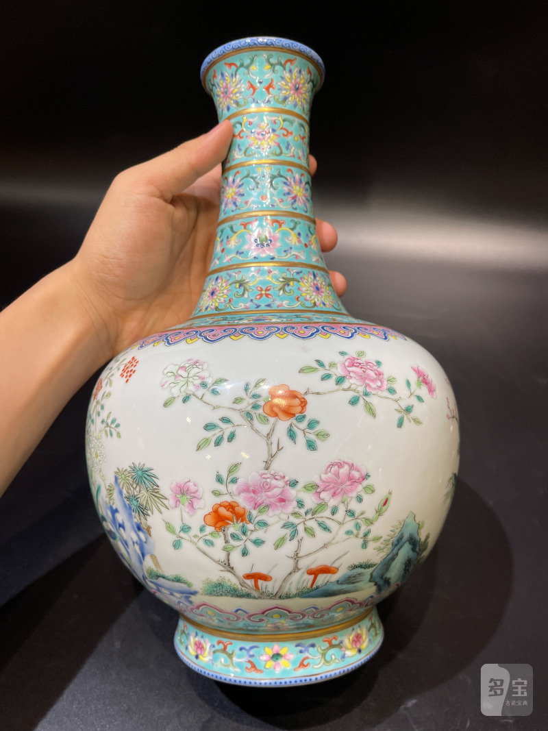 清嘉庆 翡翠地洋彩三羊开泰尊 - 图12